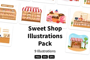 Süßwarenladen Illustrationspack