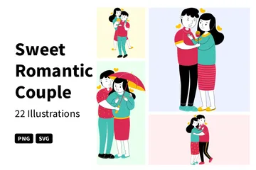 Sweet Romantic Couple Illustration Pack