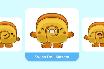 Swiss Roll Mascot Illustration Pack