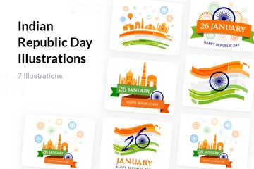 Tag der Indischen Republik Illustrationspack
