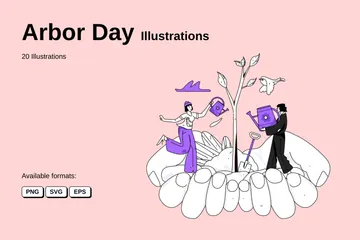 Tag des Baumes Illustrationspack
