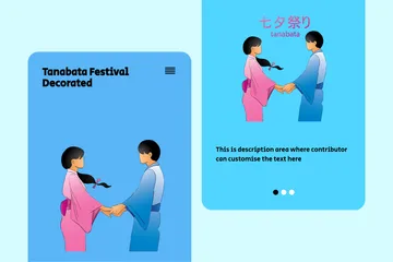 Tanabata-Fest dekoriert Illustrationspack