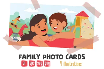 Tarjetas con fotografías familiares Paquete de Ilustraciones