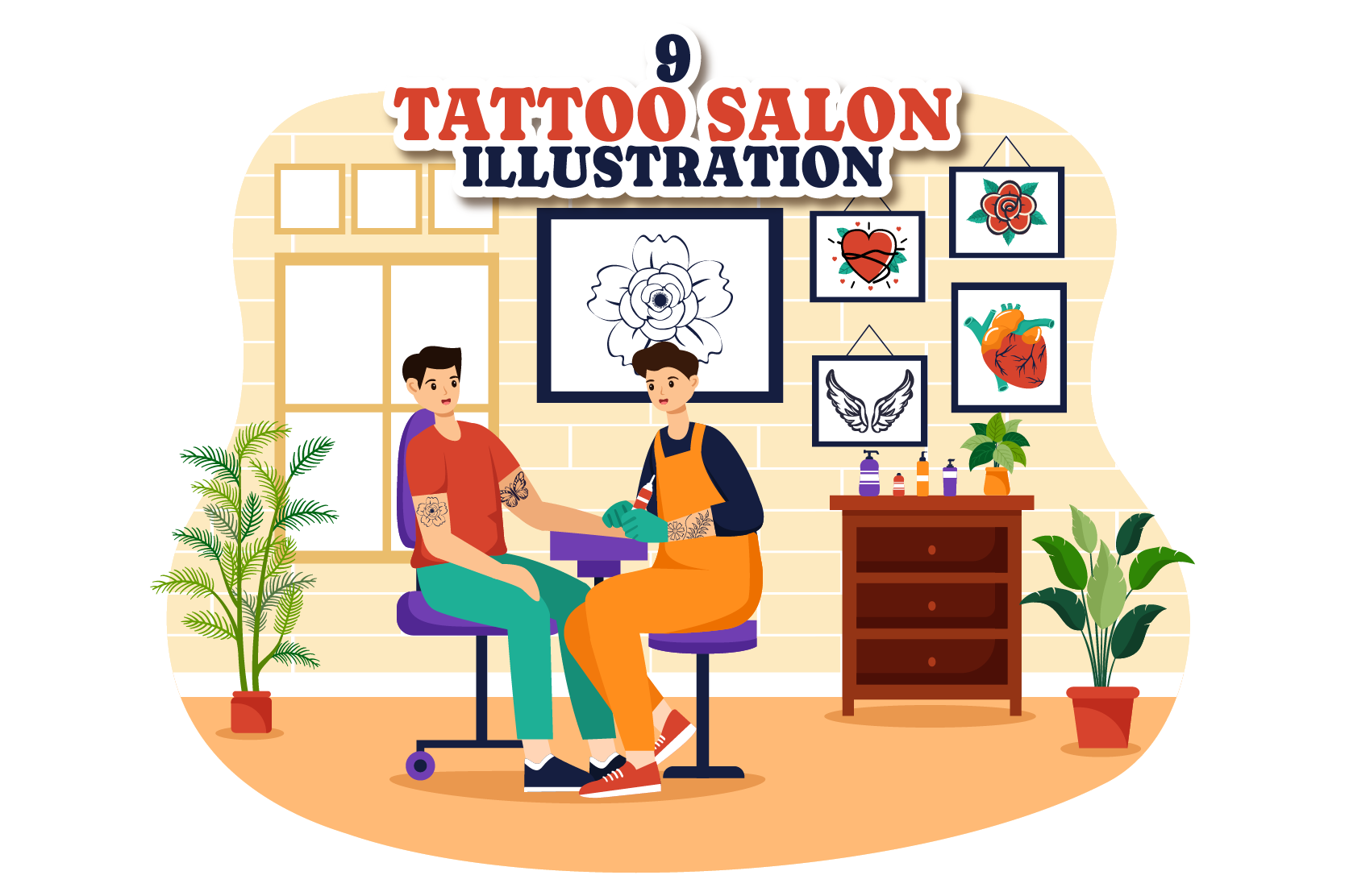 Tattoo Salon Illustration Pack 9 Beauty Illustrations Svg Png Eps Available 5032