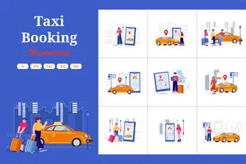 Taxi Booking Illustration Pack