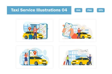 Taxi Service Illustration Pack