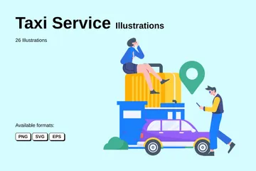 Taxi Service Illustration Pack