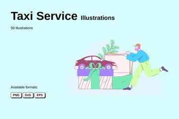 Taxi Service Illustration Pack