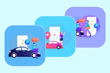 Taxi Service Illustration Pack