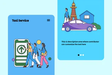 Taxi Service Illustration Pack