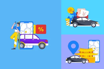 Taxi Travel Illustration Pack