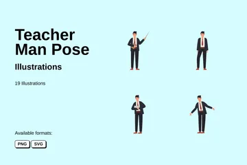 Teacher Man Pose Illustration Pack