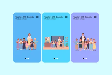 Teachers With Students Illustration Pack