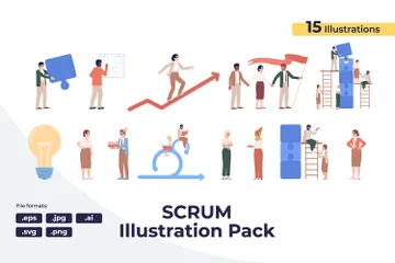 Team Members In Project Management Illustration Pack