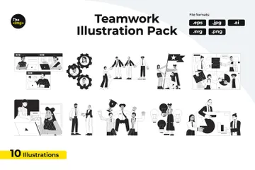 Team Work Diversity Illustration Pack