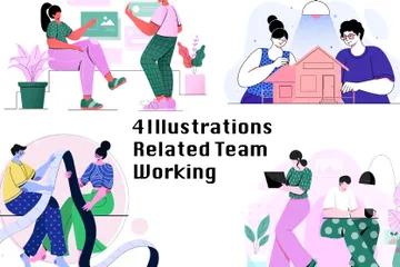 Team Working Illustration Pack