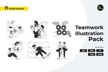 Teamarbeit Geschäft Illustrationspack