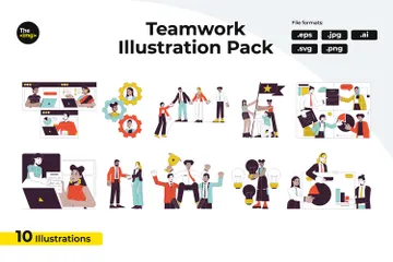 Teamarbeit Vielfalt Illustrationspack