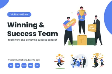 Winning And Success Team Illustration Pack
