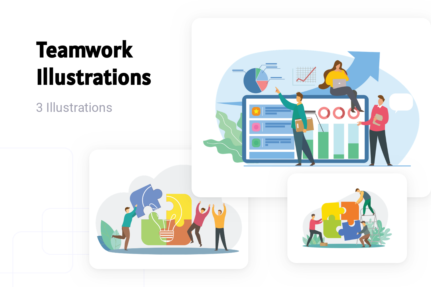 Teamwork Illustration Pack - 3 Business Illustrations | SVG, PNG, EPS ...