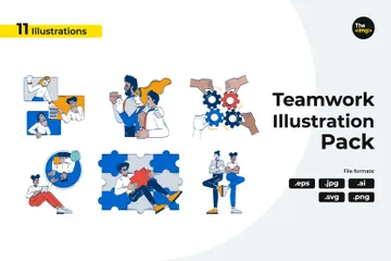 Teamwork-Business-Doodle-Illustrationen-Konzeptpaket Illustrationspack