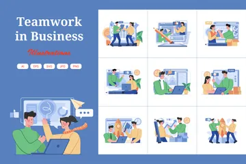 Teamwork In Business Illustration Pack