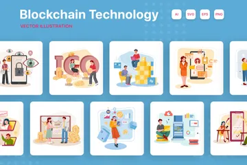 Technologie Blockchain Pack d'Illustrations
