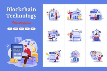 Technologie Blockchain Pack d'Illustrations