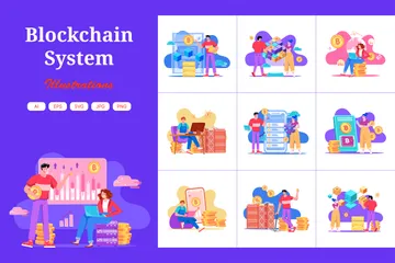 Technologie Blockchain Pack d'Illustrations