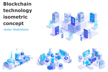 Technologie Blockchain Pack d'Illustrations