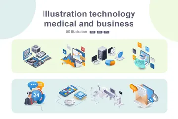 Technologie médicale et commerciale Pack d'Illustrations