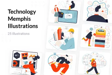 Technologie Memphis Illustrationspack