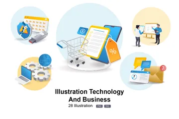 Technologie und Wirtschaft Illustration Pack