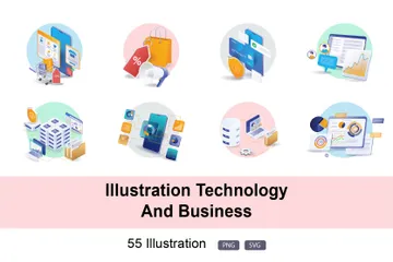 Technologie und Wirtschaft Illustrationspack