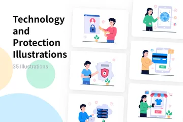 Technology And Protection Illustration Pack