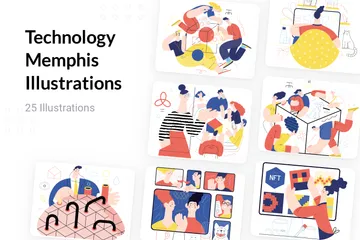 Technology Memphis Illustration Pack