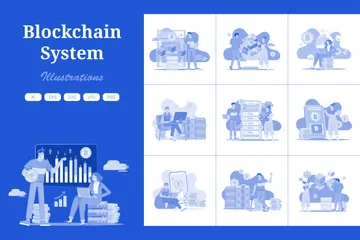 Tecnología de cadena de bloques Paquete de Ilustraciones