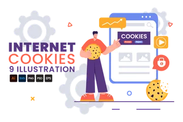 Tecnología de cookies de Internet Paquete de Ilustraciones