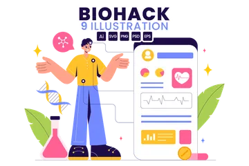 Tecnología de biohacking Paquete de Ilustraciones