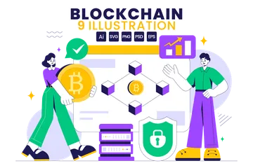 Tecnologia Blockchain Pacote de Ilustrações