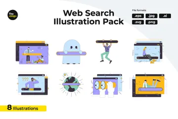 Tecnología de búsqueda de información web Paquete de Ilustraciones