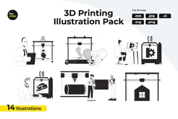 Tecnología de impresión 3D Paquete de Ilustraciones