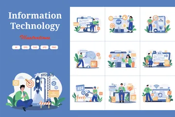 Tecnologías de la información Paquete de Ilustraciones