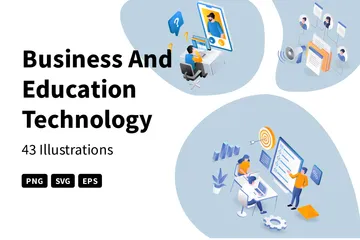 Tecnologia de negócios e educação Pacote de Ilustrações