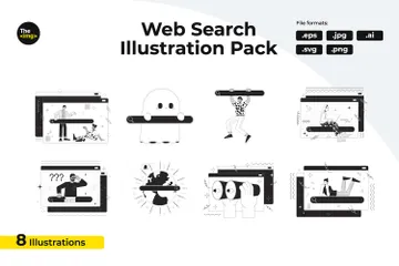 Tecnologia de pesquisa de informações na web Pacote de Ilustrações
