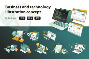 Tecnología empresarial Paquete de Ilustraciones