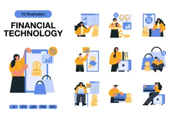 Tecnologia Financeira Pacote de Ilustrações