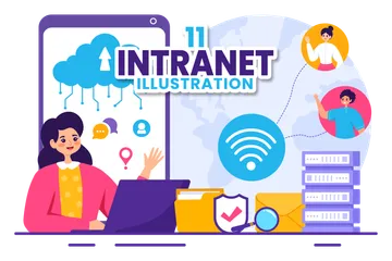 Tecnología Intranet Paquete de Ilustraciones