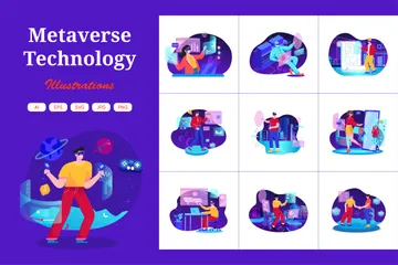 Tecnología metaverso Paquete de Ilustraciones