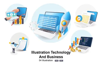 Tecnología y negocios Paquete de Ilustraciones